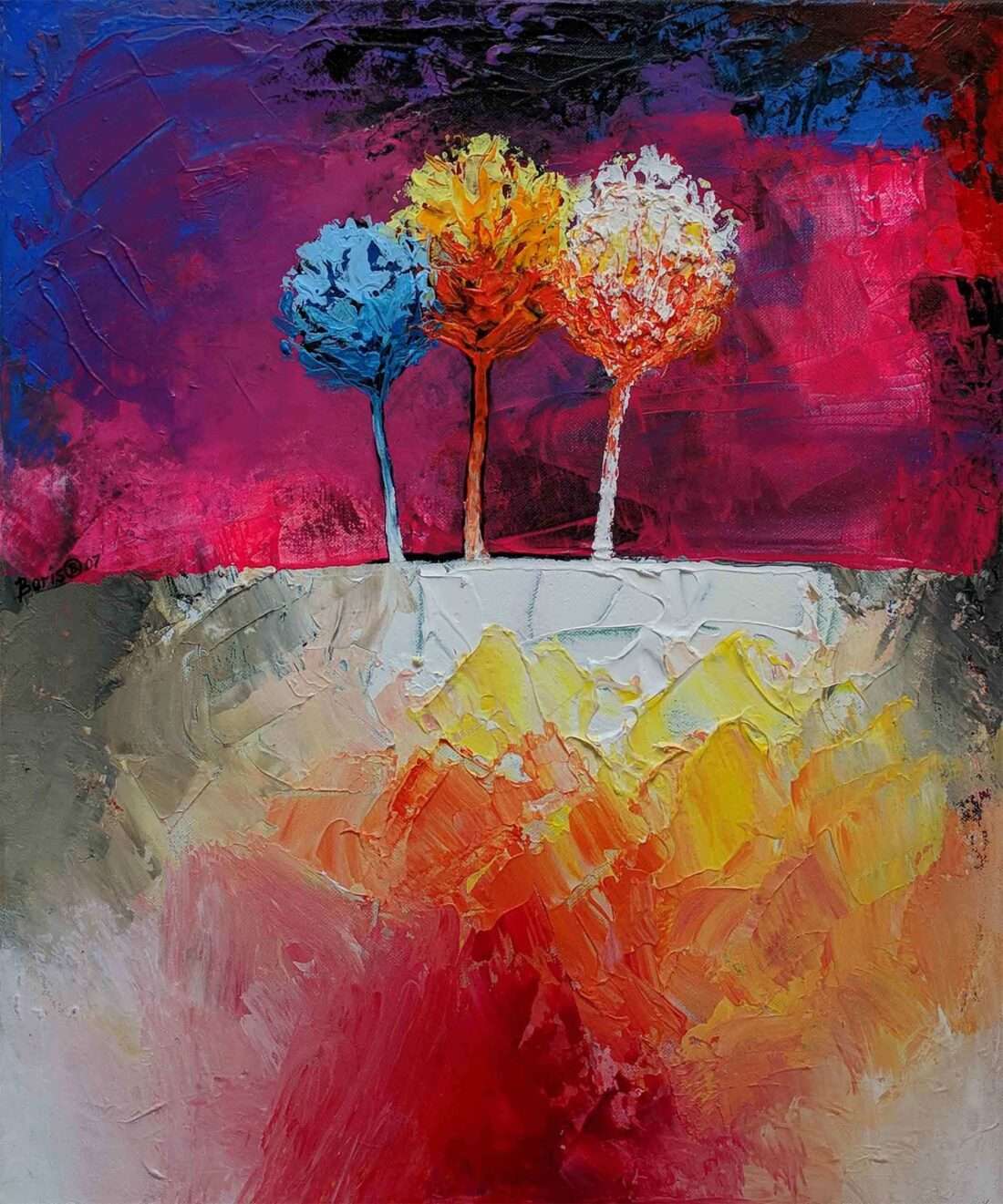 Three in Red Landscape